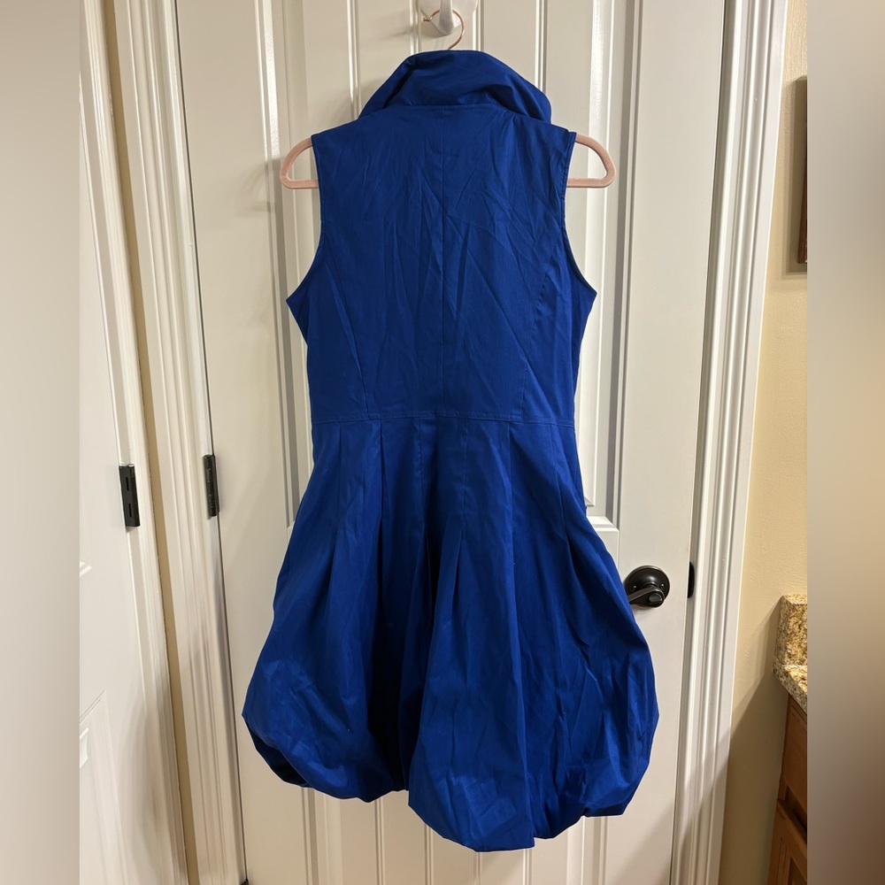 NWT SAMUEL DONG Cobalt Blue Sleeveless Bubble Hem Dress L Discontinued Style - Picture 3 of 11